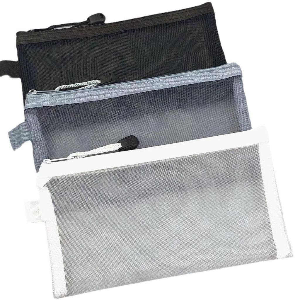 Necessaire Estojo Escolar Organizador para Viagem Branco Preto Cinza