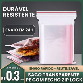 Saco Zip Lock 100 Unidades Hermético Abre E Fecha Livre BPA Free Saquinho Plástico Para Freezer