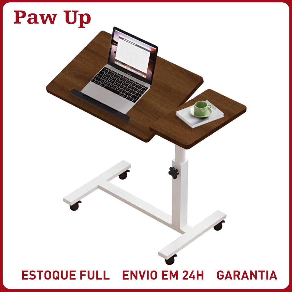 Mesa para Notebook Ergonômica Luxo MDF com Altura Ajustável e Tampo Reclinável para Cama Sofá Escritório