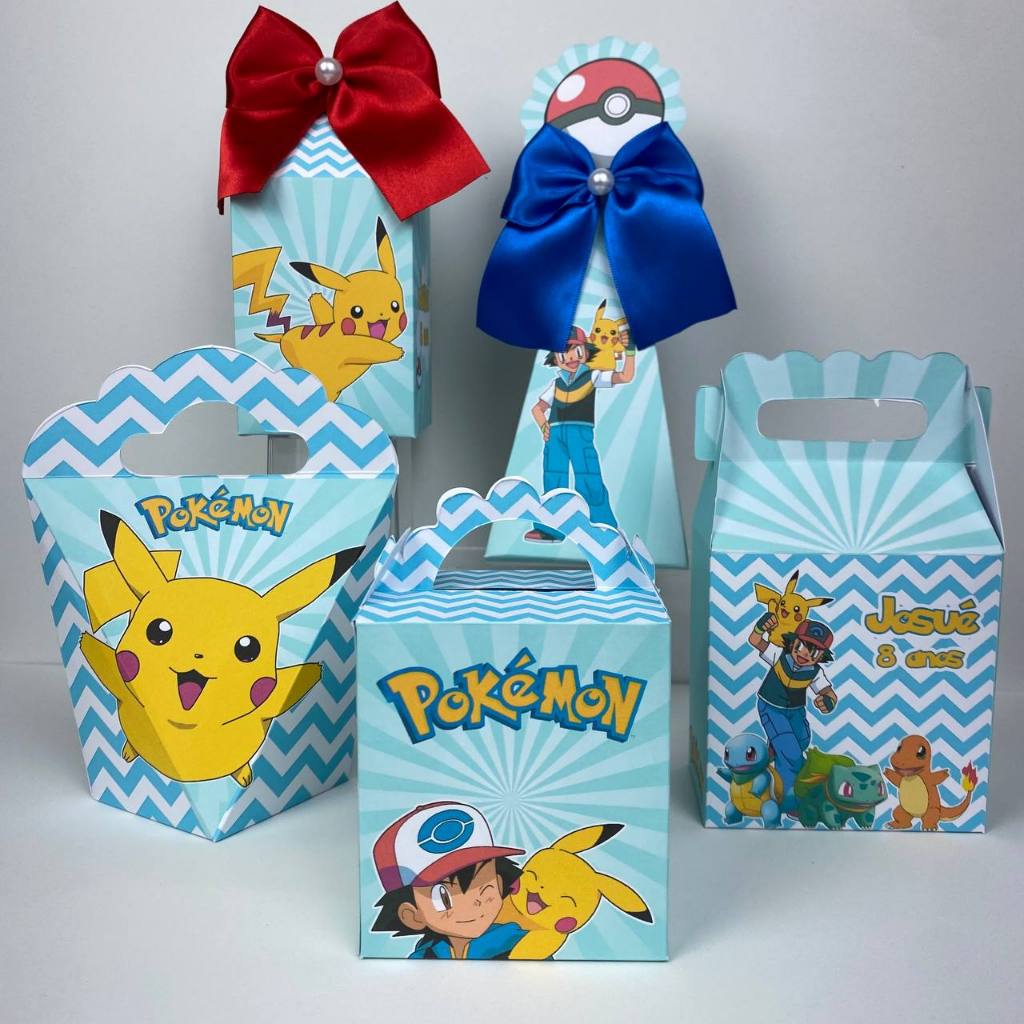 Kit Caixinhas Personalizados Pokémon (PEGUE E MONTE) Lembrancinhas para Festa Infantil