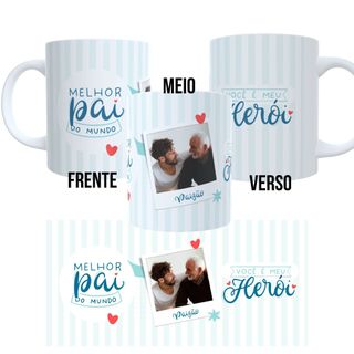 Caneca Personalizada Dia dos Pais com Foto e Nome 325ml Presente Pai Herói