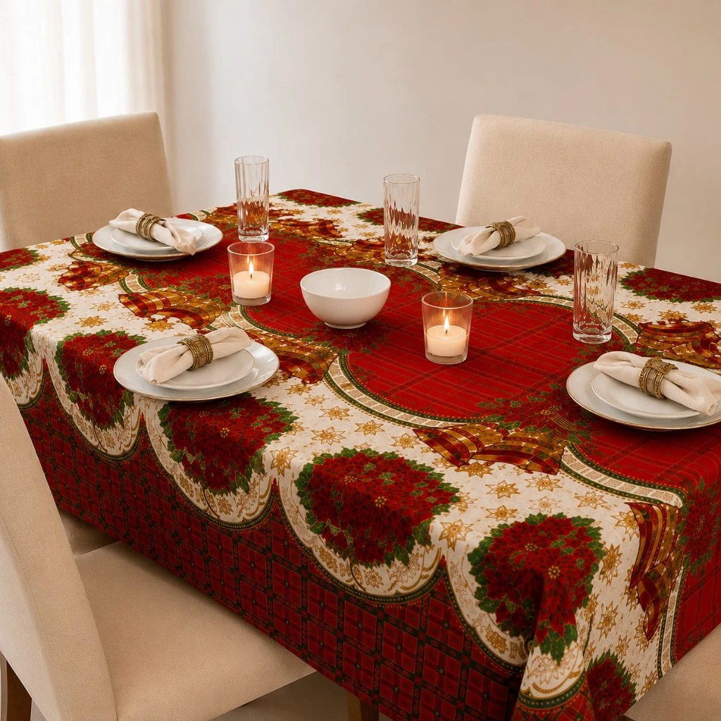 Toalha de Mesa Natalino Oxford Fio Tinto 4 / 6 / 8 Lugares – Elegante, Resistente e Fácil de Limpar — imagem 1