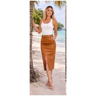 Saia Midi Elegante Moda Evangélica Feminina – Cintura Alta | Tamanhos P, M, G e GG | Várias Cores