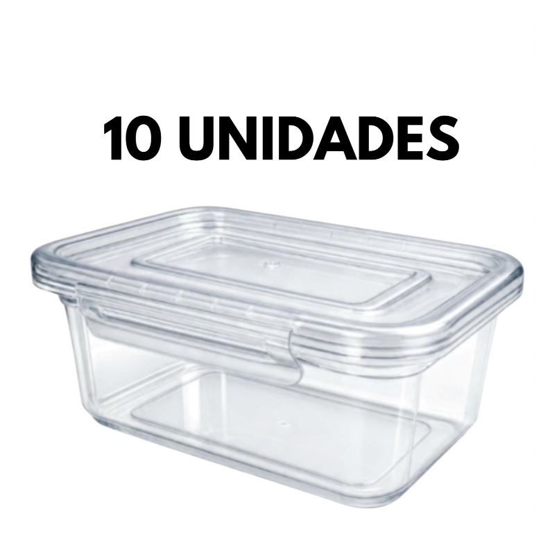 Kit 10 Potes 800ml Herméticos Com Tampa e Travas Multiuso Utilidades