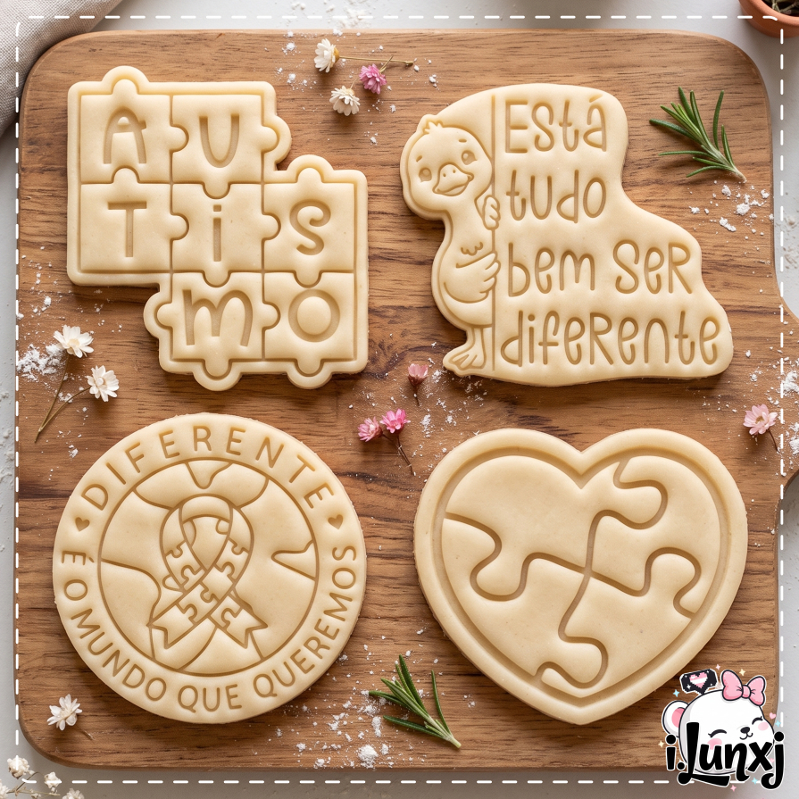 Cortador e Marcador Autismo - Inclusão para Biscoitos Pasta Americana Biscuit