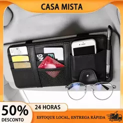 Organizador Multifuncional para Quebra Sol do Carro Porta Documentos Óculos e Cartões