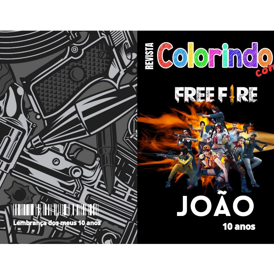 20 Livrinho de Colorir Free Fire Personalizado com Nome e Idade Festa Infantil Aniversário