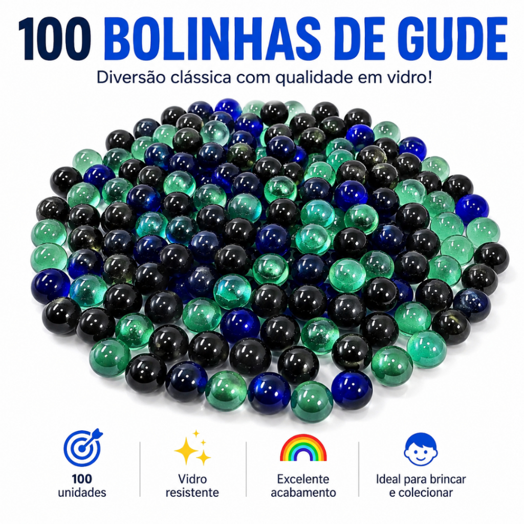 100 Bolinhas De Gude Bola Vidro Burca Fubeca