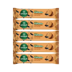 Kit 5un Biscoito Piraquê Maltado Doce de Leite Recheado 85g