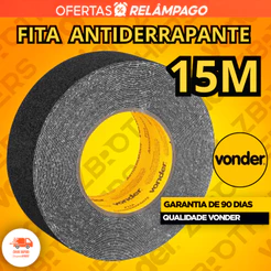 Fita Antiderrapante 15m Vonder Profissional Preta Área Externa / Interna Piso Escada Rampas Degraus Fita Lixa Original
