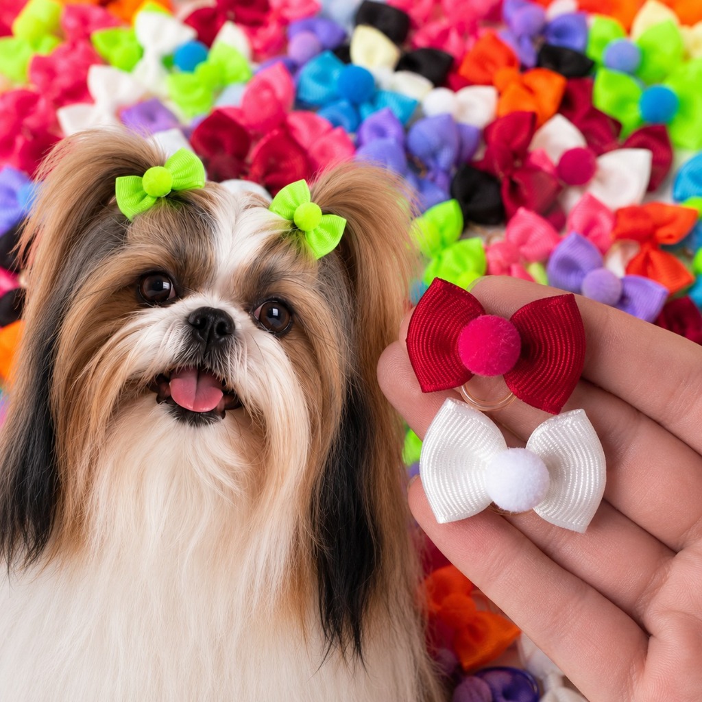 Lacinhos pet P gorgorão pompom. Laço pequeno para cachorra. Banho e Tosa Pet Shop