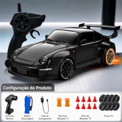 Carrinho Controle Remoto Drift 4x4 Alta Velocidade RC 2.4G Bateria Luzes Brinquedo Presente 1:24