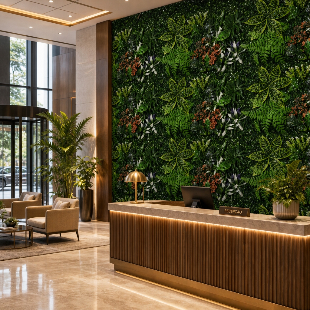 Placa 40x60 Jardim Vertical Verde Planta Flores Artifical Folhagem Buxinho · foto 2