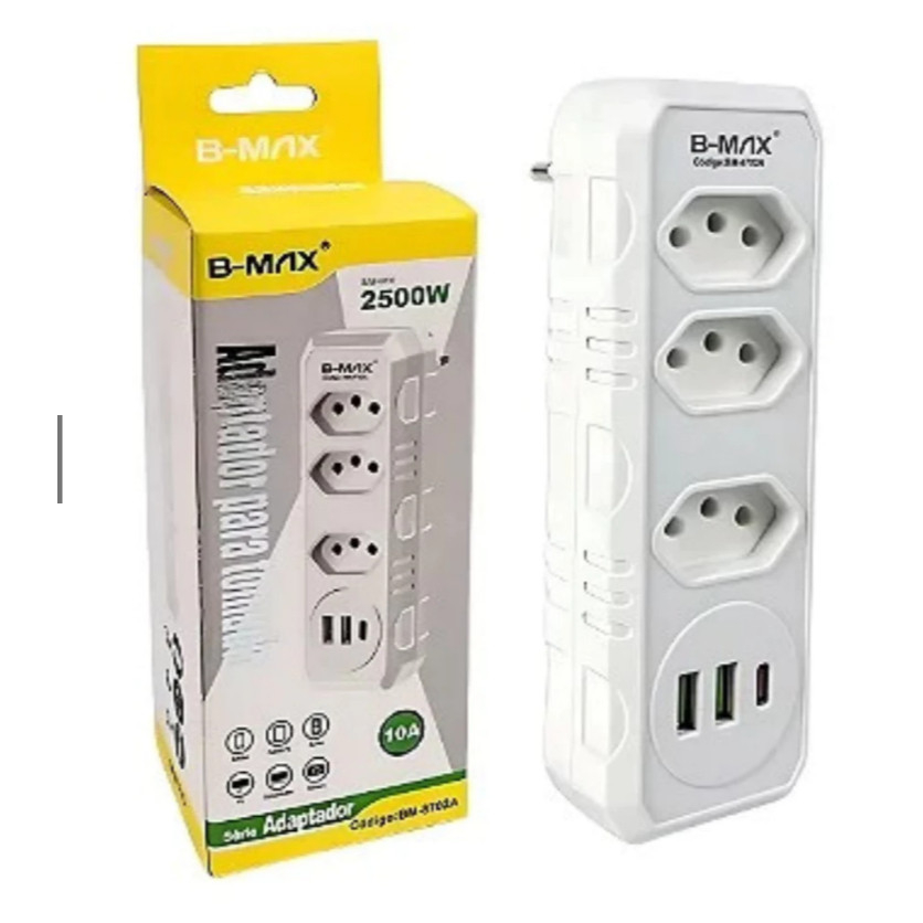 Conector De Extensão Portátil Universal COM USB E Type-C Transformador Conversor De Tomada