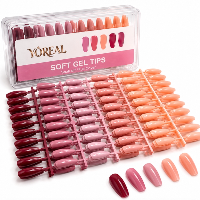 KIT480 Unha Postiça Soft Gel Bailarina Fosca Em Gel Transparente Acrigel Postiça