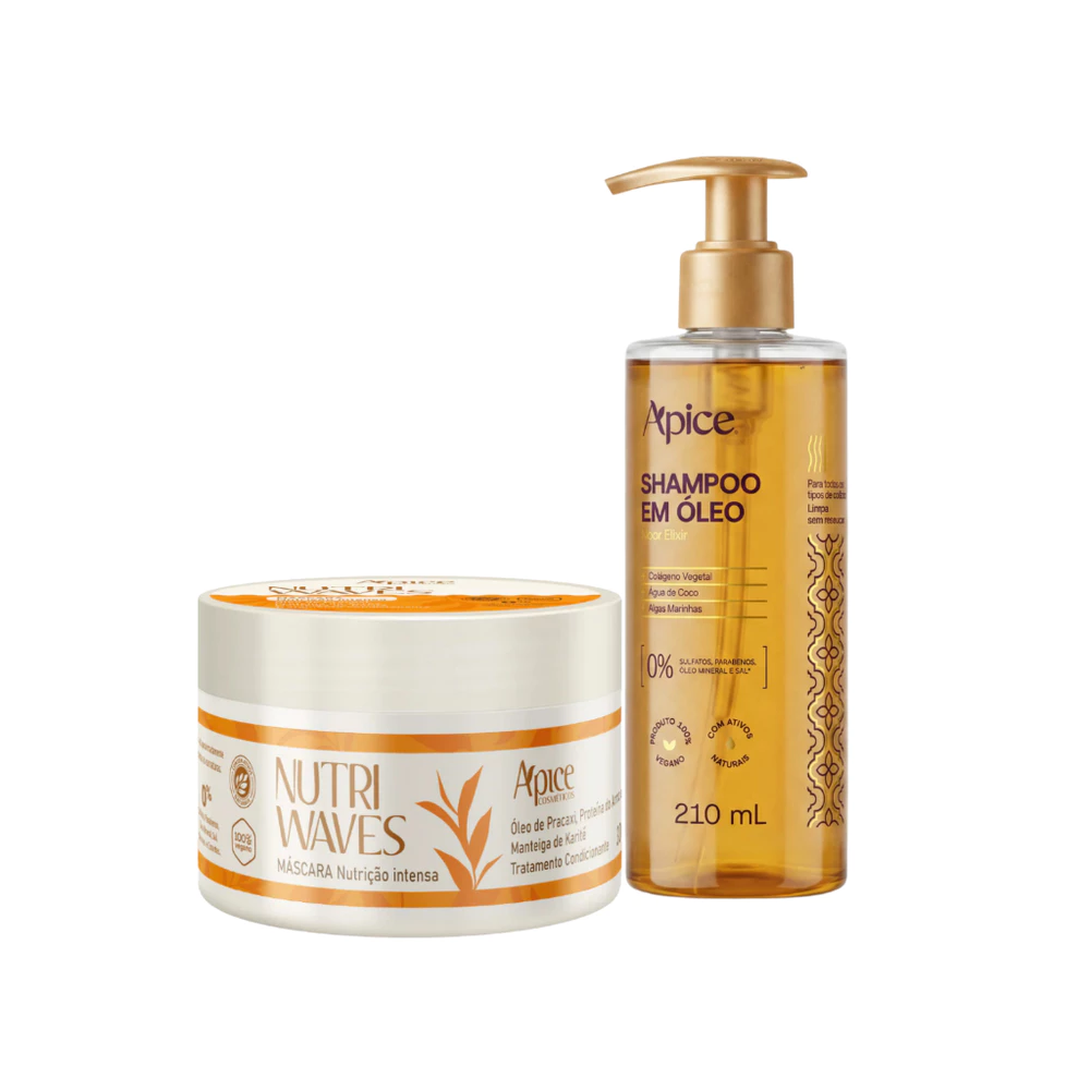 Kit Shampoo em Óleo 210ml + Máscara Nutri Waves 300g Apice