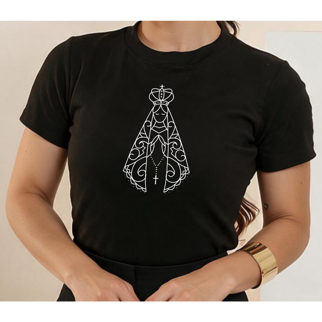 Blusa Camiseta T-shirt Feminina Católica Nsa Senhora Aparecida