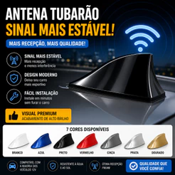 Antena Automotiva 6,0dB Rádio De Barbatana De Tubarão Do Carro Sinal FM Para Carros de Teto Curvado