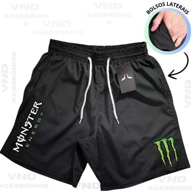 Short Bermuda Tactel Masculina Estampado Mnst Estilo Mauricinho Treino Esporte Academia Verão