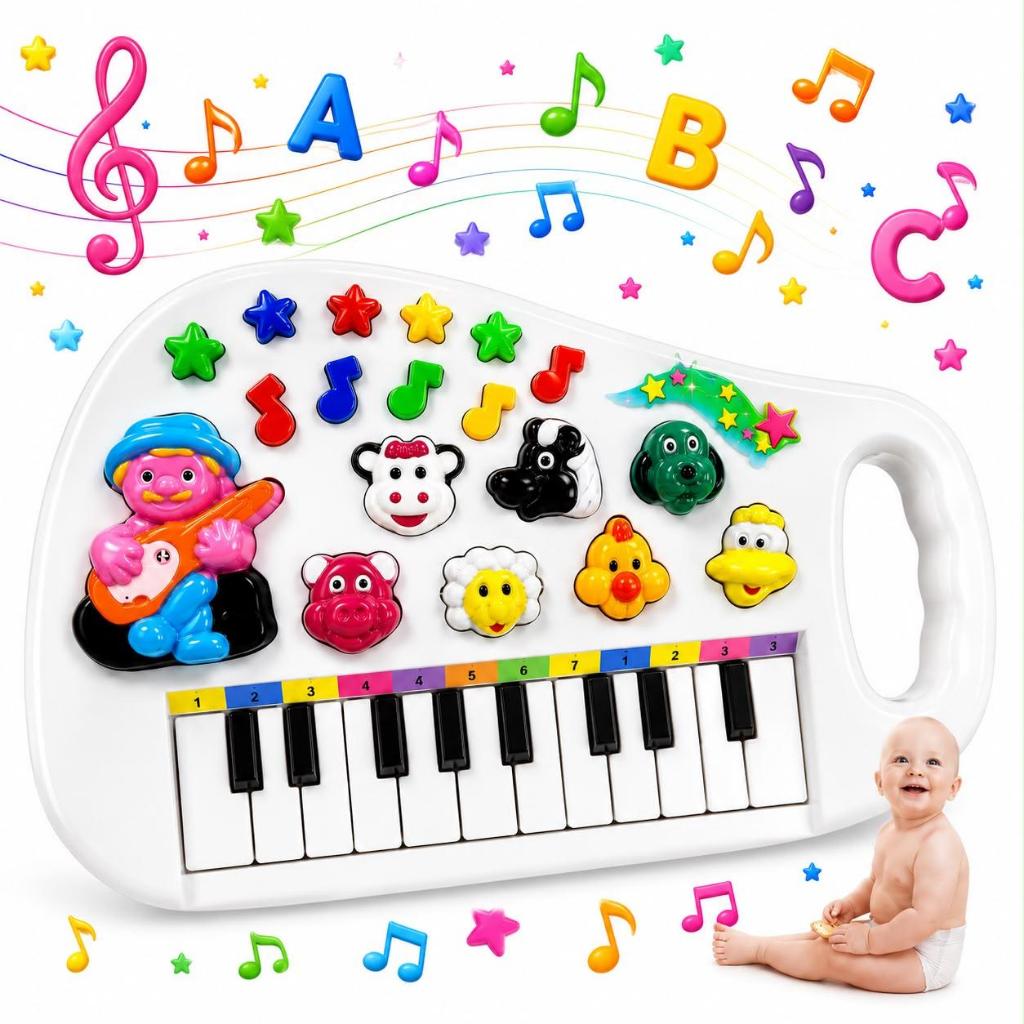 Teclado Piano Infantil Musical Com Som De Animais Fazenda
