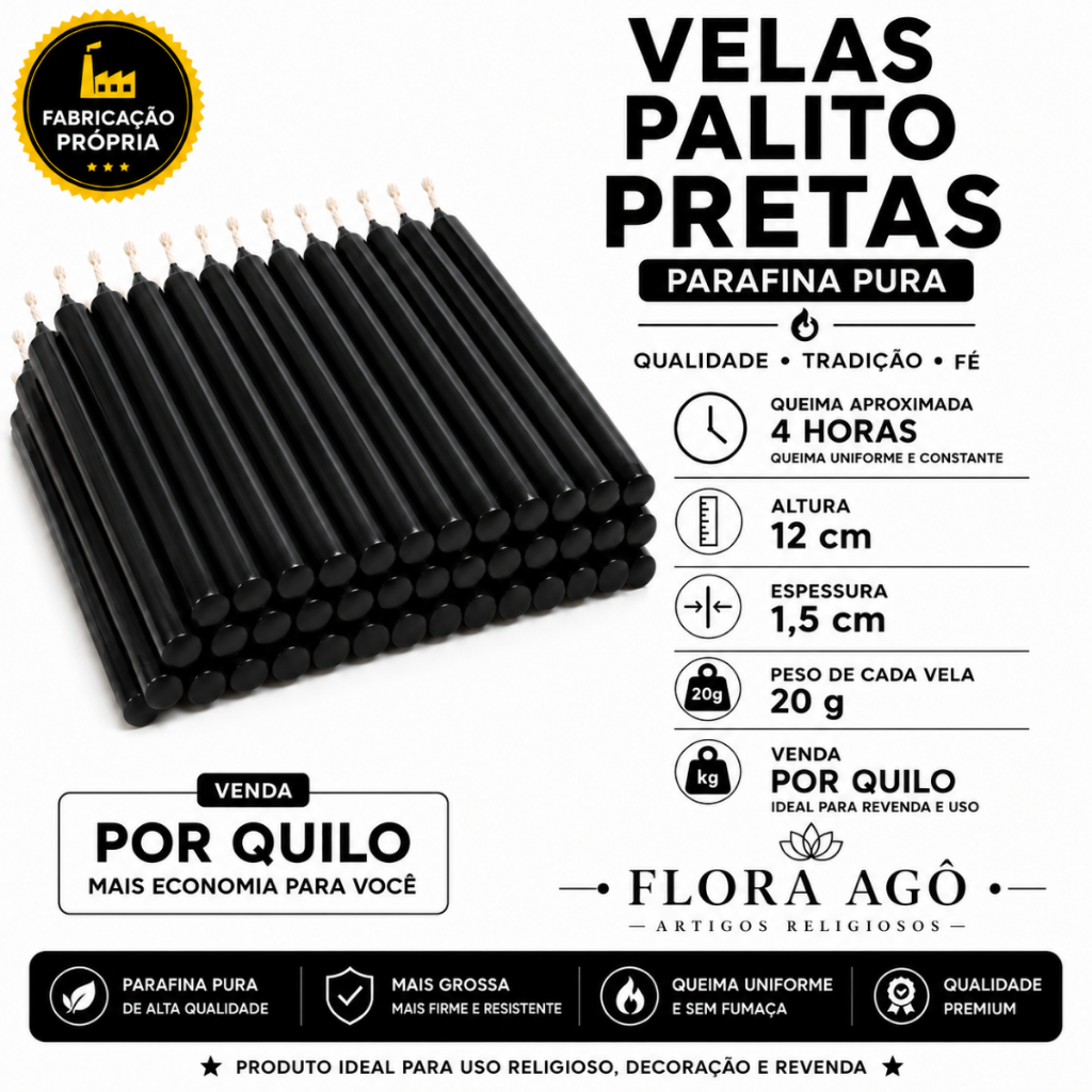 Vela Palito Preta 20g Vendida Por Kg 1kg 2kg 3kg 4kg 5kg Alta Qualidade