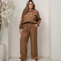 Conjunto Feminino Sensorial Marrante Calça Pantalona com Listra Lateral