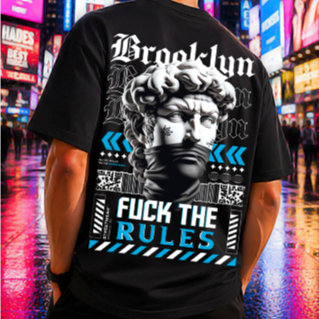 Camiseta Streetwear Masculina Estampada Feminina Algodão Unissex Estilosa Casual Brooklyn Frente Costas Oversized