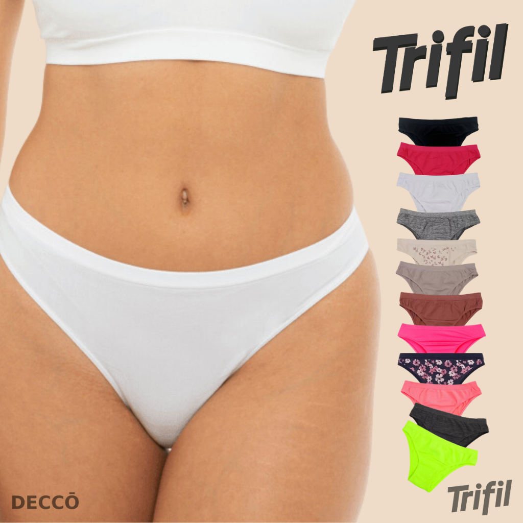 Kit Com 3 Calcinhas Basicas Tanga Trifil Em Microfibra Sem Costura