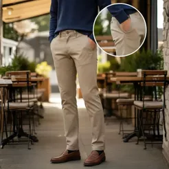 Calça Masculino Sport Fino Bolso Embutido Sarja Com Elastano Alfaiataria