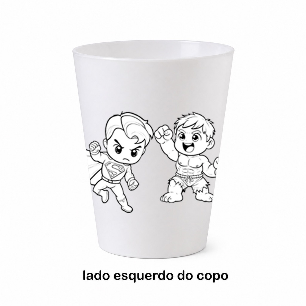 Kit 10 a 50 Copos 300ml - Super Heróis Cute - Para Colorir Festa Infantil Lembrancinha Aniversário Baby 🦸 — imagem 2 de 2