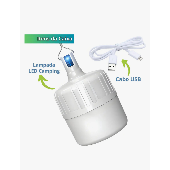 Lampada Emergencia Led Recarregavel Usb 100w Usb Cor Branco