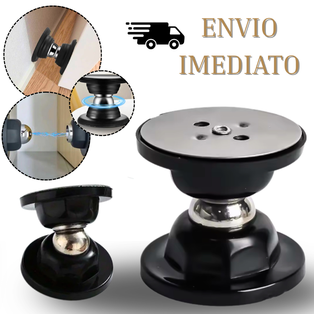 Prendedor Trava Magnética de Porta Forte Anti Impacto Sem Barulho com Adesivo ou Parafuso Inox Preto