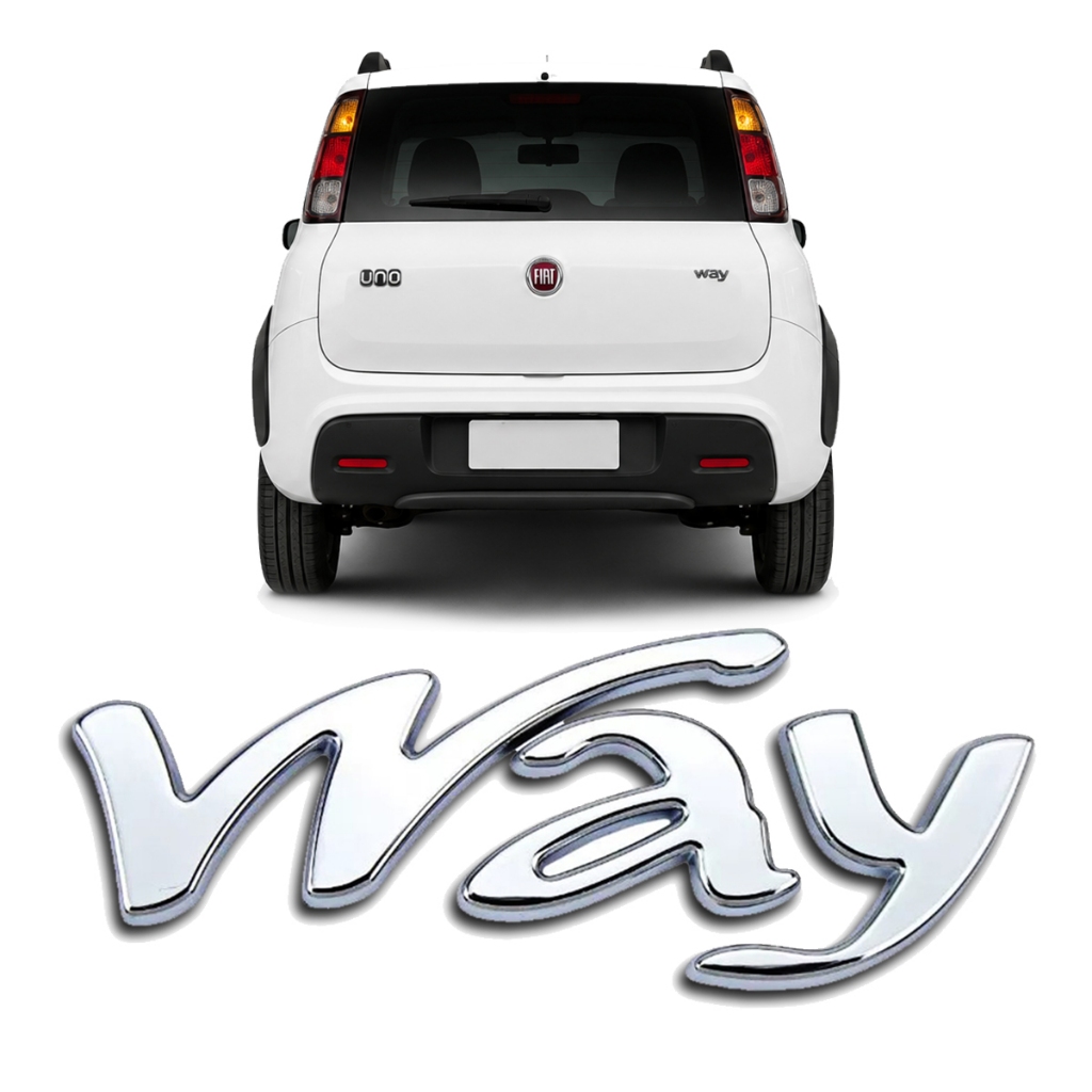 Emblema Letreiro Uno Way 2006 A 2021 Cromado Traseiro Porta Mala