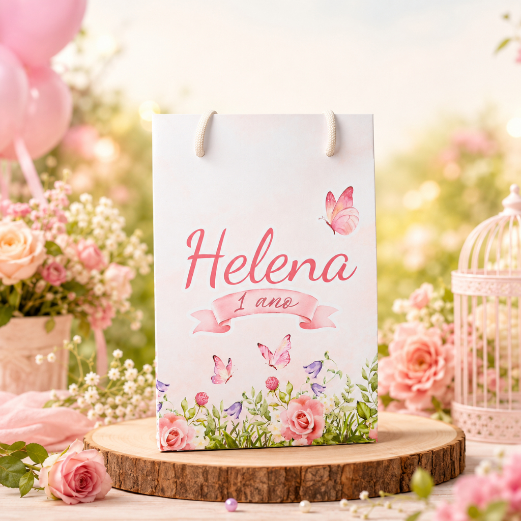 SACOLINHA PERSONALIZADAS JARDIM DAS BORBOLETAS -  FESTA DE ANIVERSARIO INFANTIL - LEMBRANCINHASPERSONALIZADAS