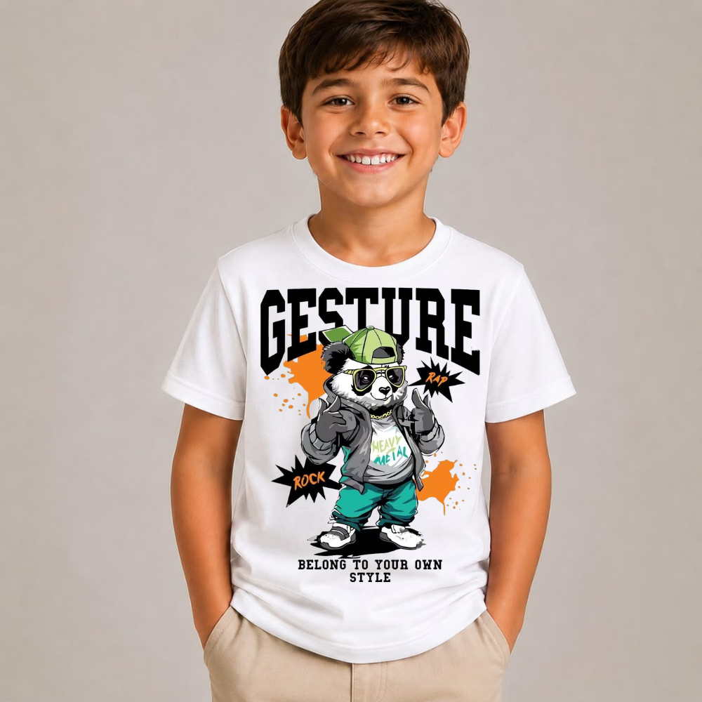 Camisa camiseta infantil menino estampada moda streetwear Ursinho panda descolado 100% algodão premium malha confortável