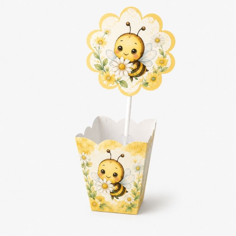 Centro de Mesa Abelhinha com Plaquinha | Cachepô para Festa Infantil