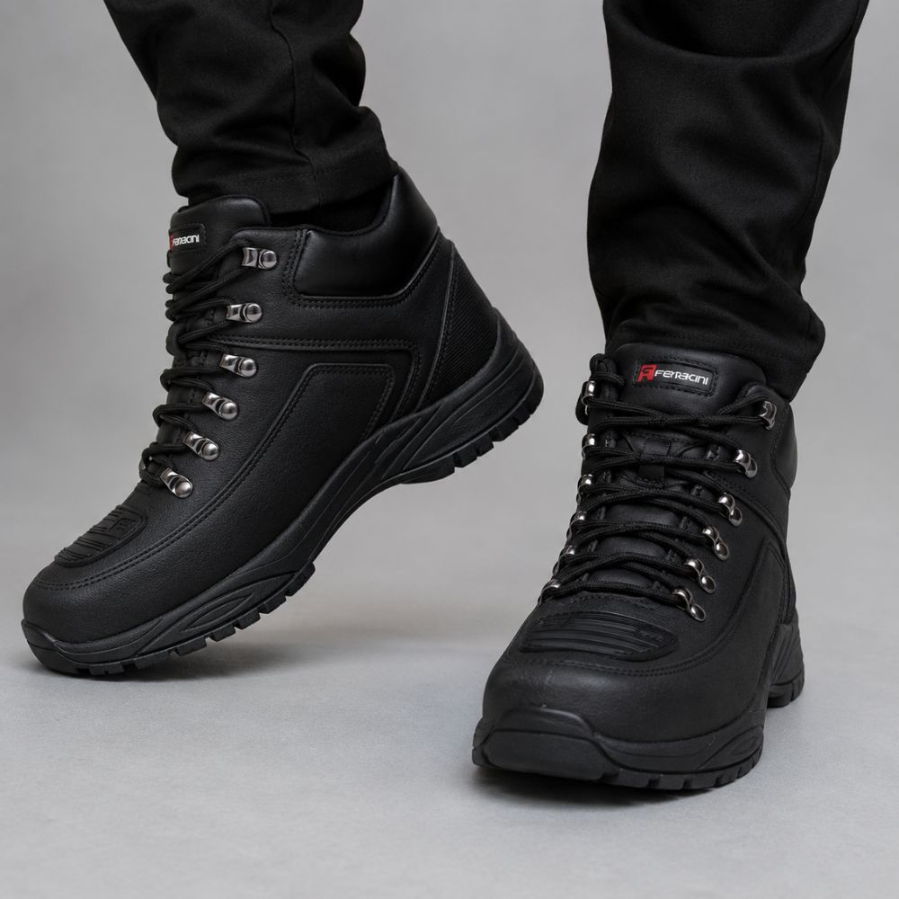 Bota Coturno Masculino Moto Trilha Robusto E Duravel Preto Tenis Estiloso e Classico