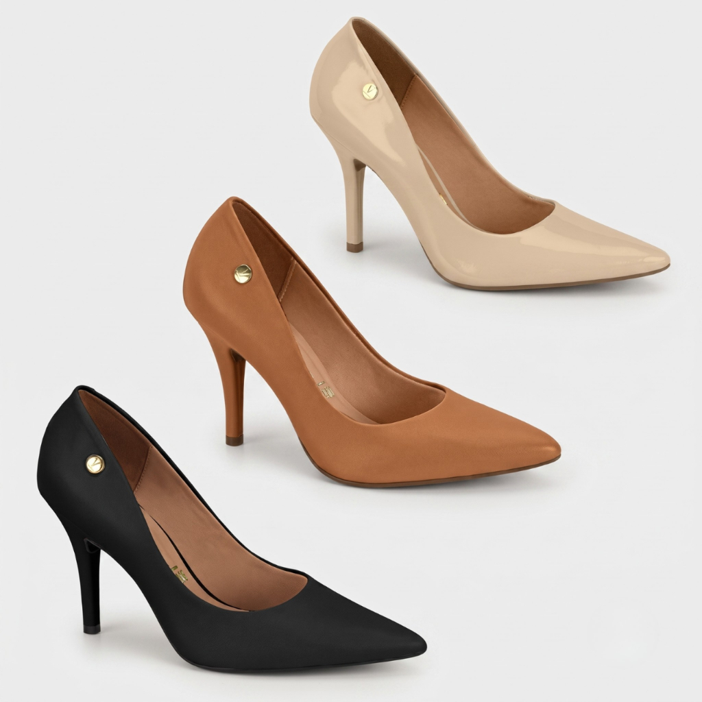Sapato Scarpin Feminino Vizzano Salto Alto Bico Fino Social Conforto