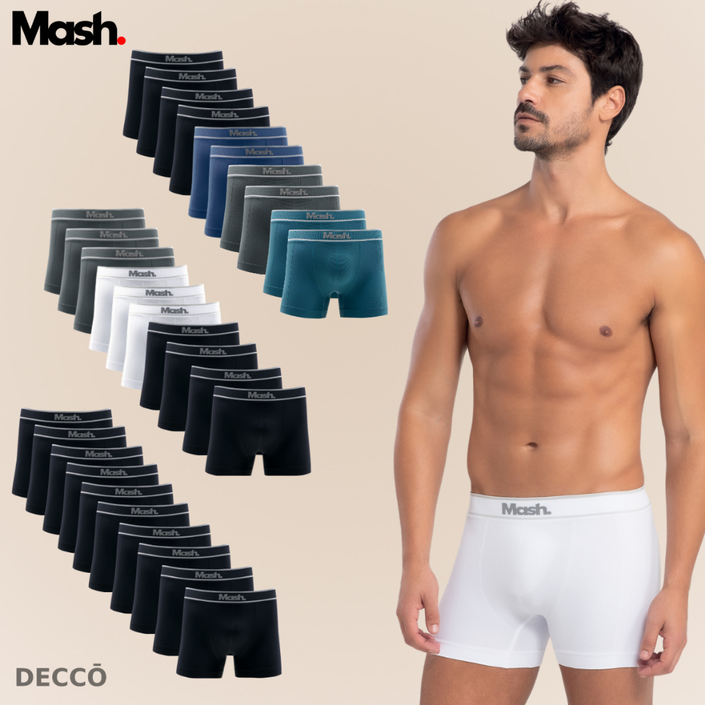 Kit Com 10 Cuecas Box Boxer Sem Costura Microfibra Confortável Original Mash