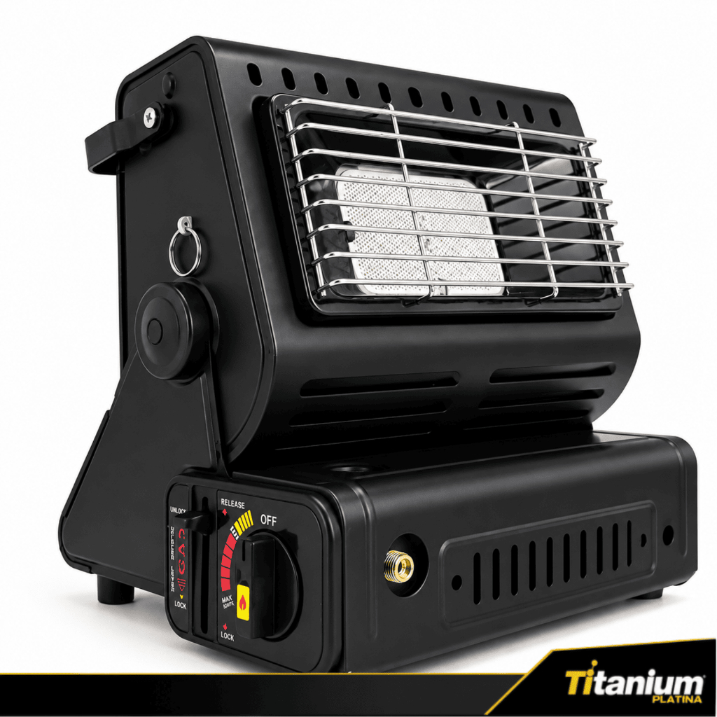 Fogareiro Portátil 2 em 1 Aquecedor a Gás Para Cozinha Camping e Lazer 1300W Acendimento Automático Titanium Platina