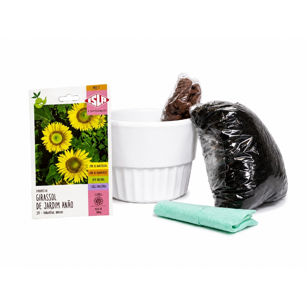 Kit plantio Vaso Vitoria + Substrato +argila + acabamento + bidin + semente