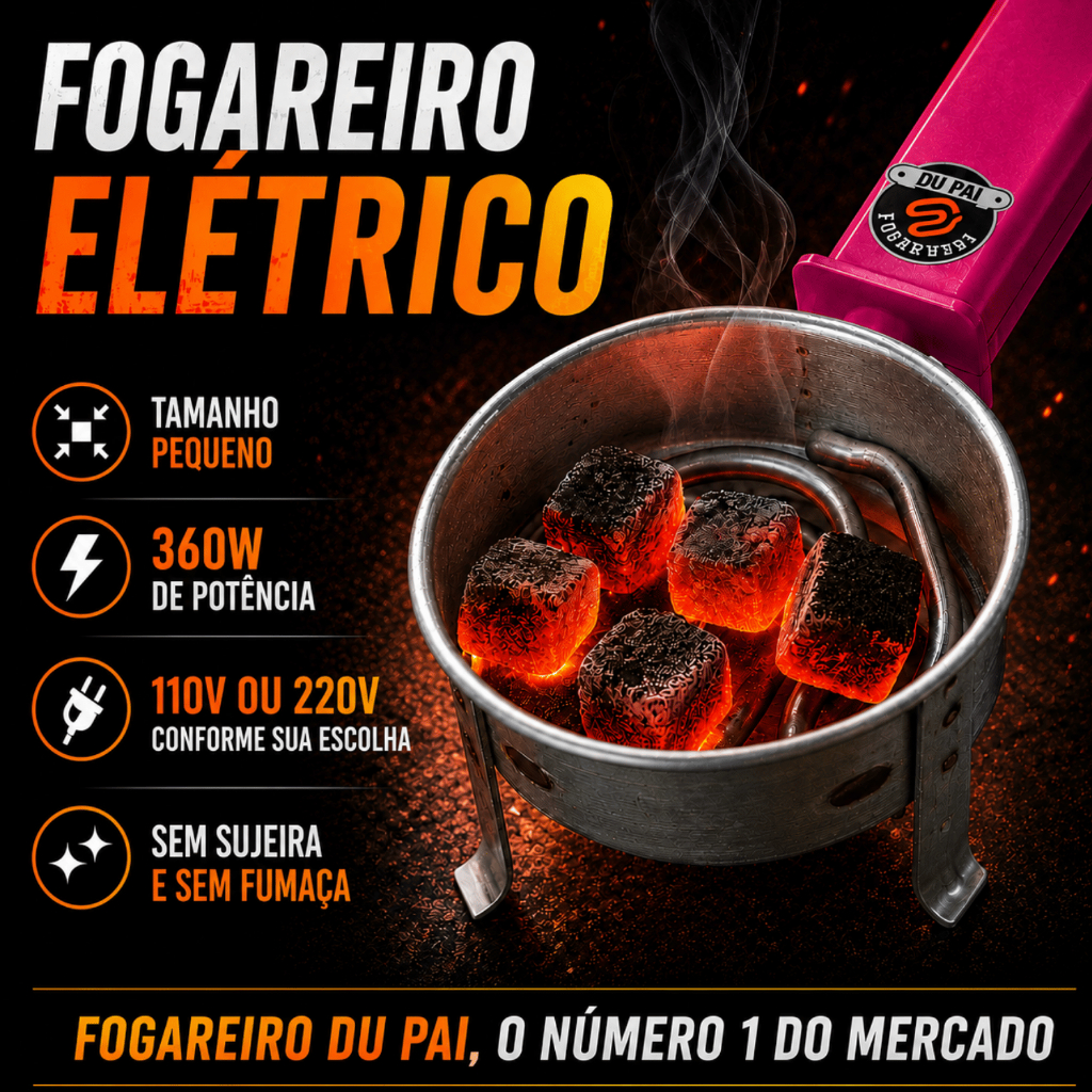 Fogareiro Elétrico para Carvão ou Defumação Acendimento Rápido Prático Potente Portátil Sem Sujeira.