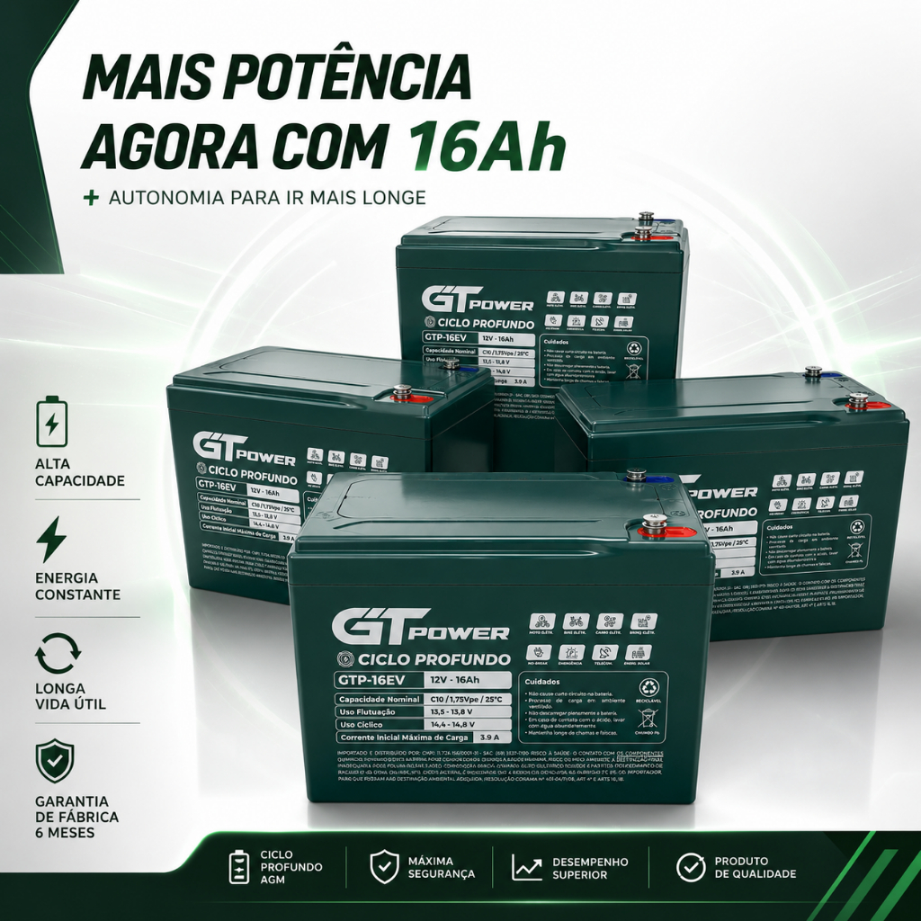 Kit 4 Baterias 16ah Ciclo Profundo P/ Skate Elétrico/Bike Elétrica/ Patinete Elétrico