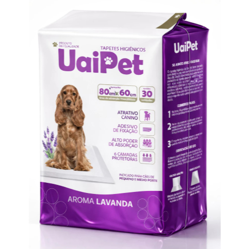 Tapete Higienico Uai Pet 80x60 Aroma Lavanda 30 Unidades