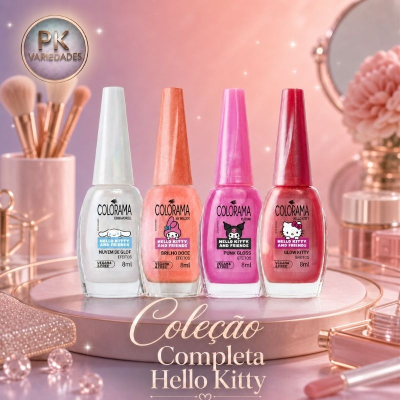 KIT COLEÇÃO COMPLETA ESMALTE COLORAMA HELLO KITTY