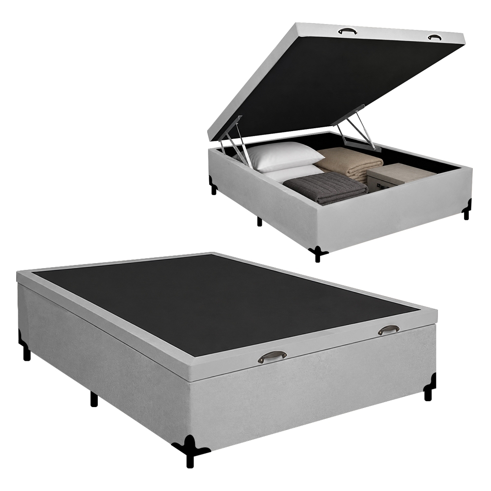 Cama Box Baú Casal Sintético SerenePrime Cinza 138x188x44