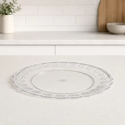 Bandeja Redonda Prato Cristal 21CM Três Triângulos