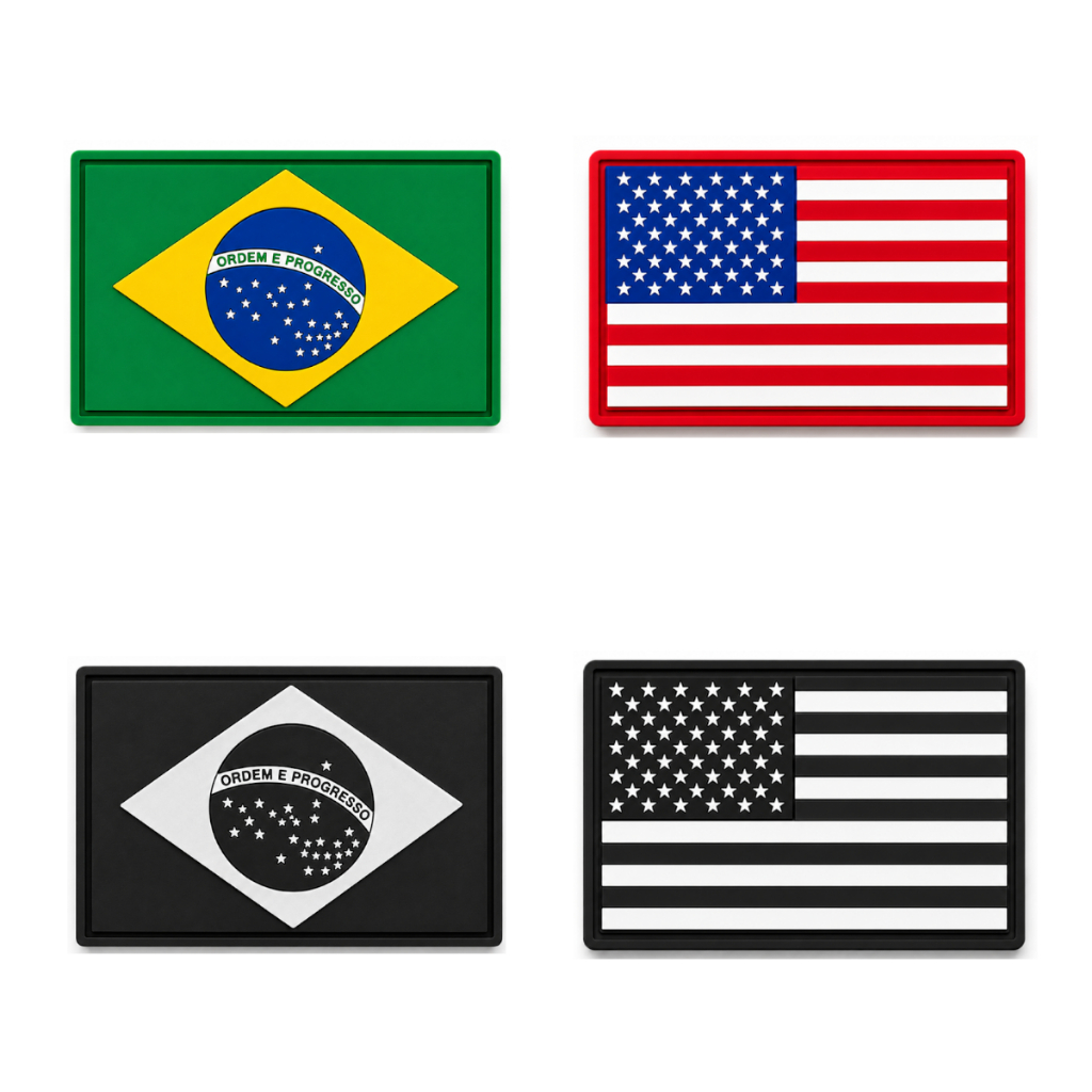 Bandeira Brasil Eua Mochila Tatica Patch Emborrachado Velcro Boné Borracha Exército Militar Adesivo 3D Estados Unidos