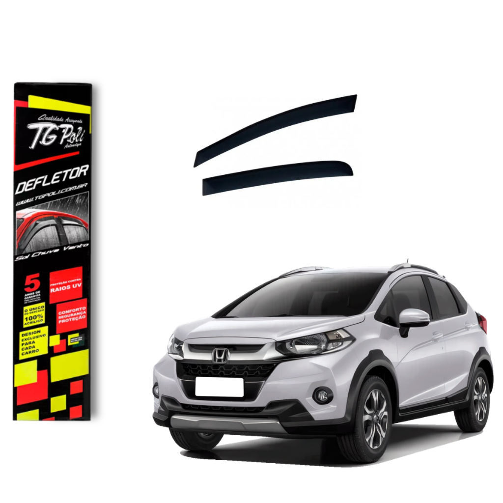 Calha de Chuva Honda WR-V 2017 a 2021 4 portas TG Poli Defletor Portas Protetor Janelas Fumê