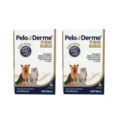 02 Suplemento Pelo E Derme 750mg Vetnil Cães Gatos 30 CAP.